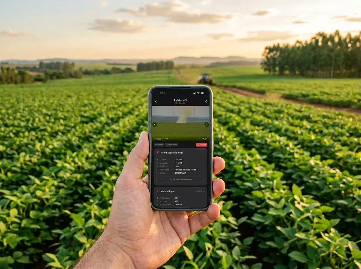 Celular exibindo a plataforma FAS — Fazenda Alerta Sempre
