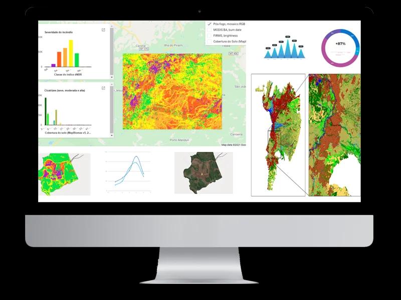Representação gráfica de relatórios de indicadores de impacto de incêndios florestais gerados pelo software Pantera